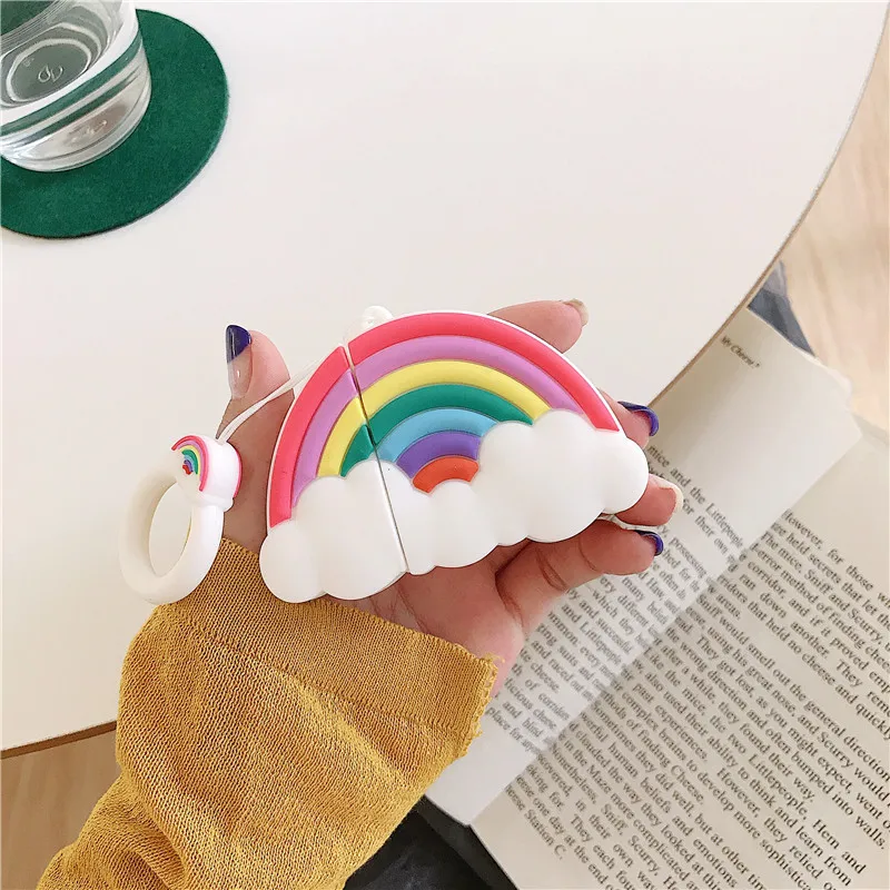 
Lovely rainbow silicone protective case for Apple Airpods 1/2 wireless earbuds cover 