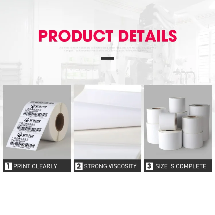 Thermal Bopp Barcode Paper Label Thermal Paper 60*40* 500 Pieces Removable White PP Transparent Sticker Thermal Label Paper