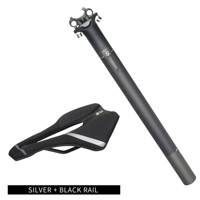 Toseek 350/400 oem carbon seat post 27.2/30.8/31.6+black/silver leather bicycle saddle kids mtb road bike seat post saddles