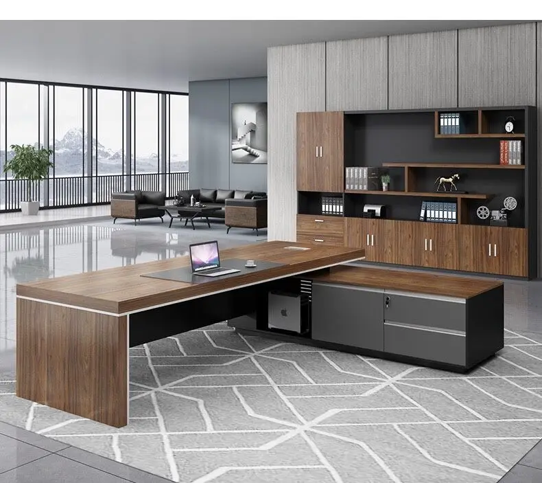 Brand New Product modern luxury office desk design ceo executive desk manager L-shaped high density board latest office table