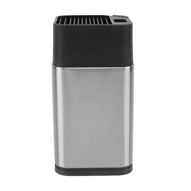 Universal Stainless Steel Knife Standing Holder Space-Saver Knife Storage with Sharpening Edge and Scissors Slots Block