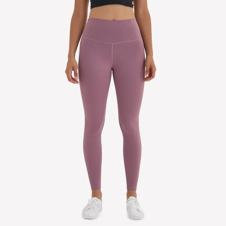 Solid Plain US Size Non See Through Fitness Gym Active Leggings Yoga Pants with Pockets High Waist Nylon Yoga Pants for Women