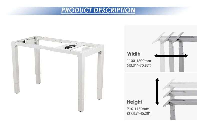 Commercial Office Meeting Conference Table Electric Height Adjustable Desk Dual Motor Adjustable Standing Computer Desk Frame