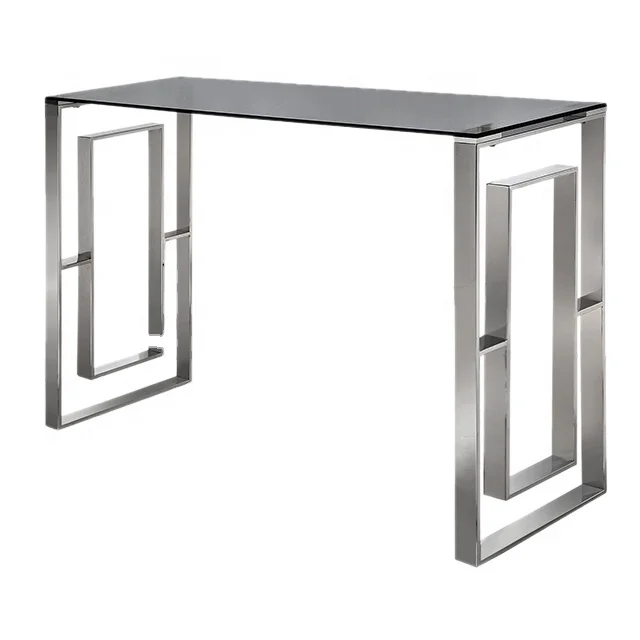 Grey Stainless Steel Console Table for Hotel Living Room Hallway