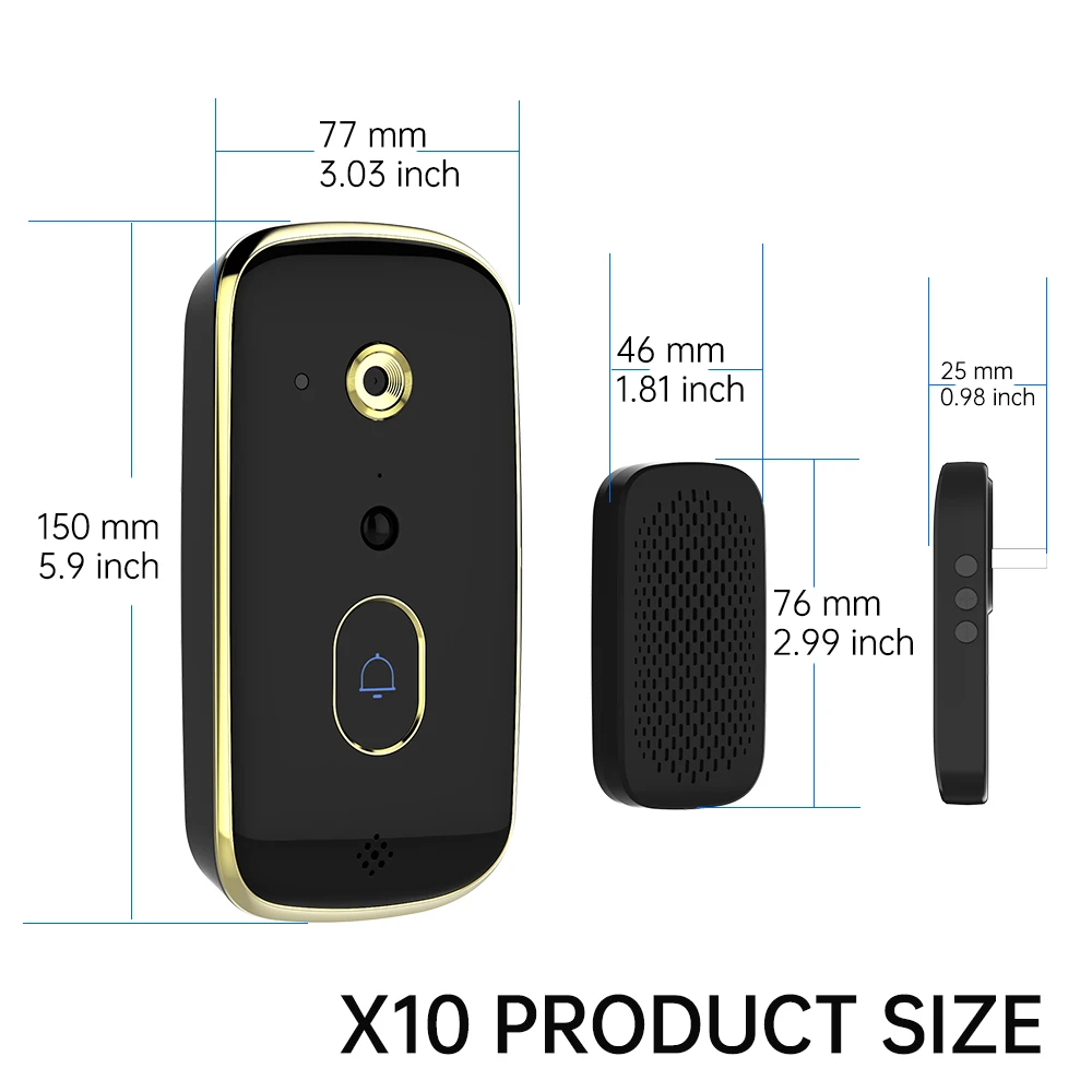 X10 Интеллектуальный Wi-Fi дверной звонок с камерой ночного видения 480P многофункциональное приложение поддержкой французского языка