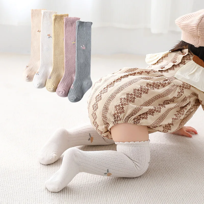 Rarewe High Quality Cotton Baby Socks 5-Pair Set Ribbed Newborn Design Plain Colors Autumn Breathable Baby Sock Shoes 0-3 Months