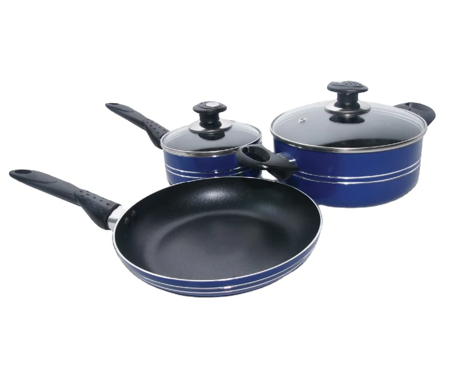 Home use 5pcs nonstick cookware set pressed aluminum pan and pot set with bakelite handle