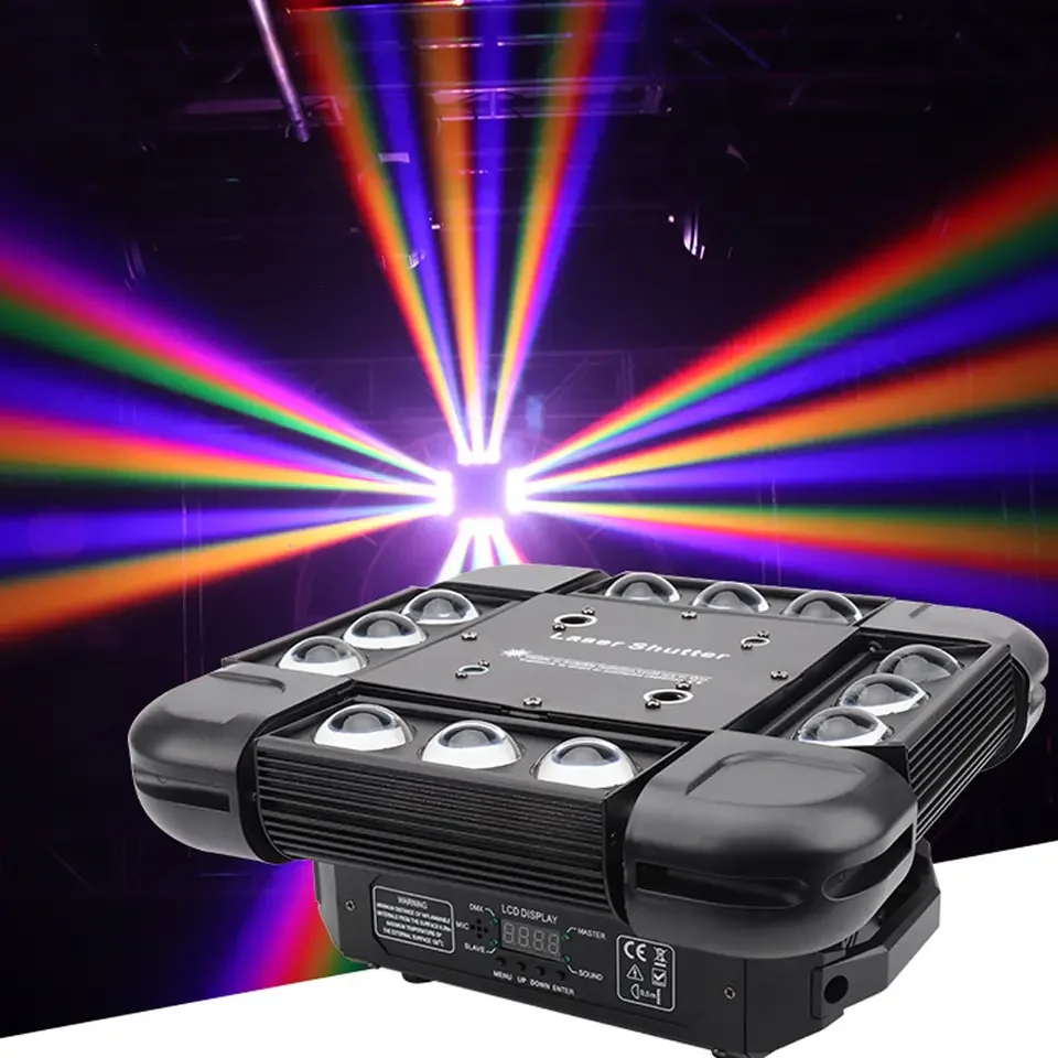 RGB Laser 12 Storm Laser Beam Party Light Disco DJ Projector With Voice Control And DMX