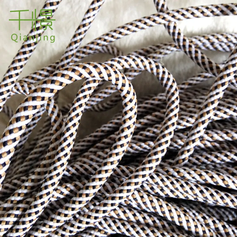 RH24 manufacturer supply  5mm drawcord rope black and white and khaki mixed braid pullstring cord