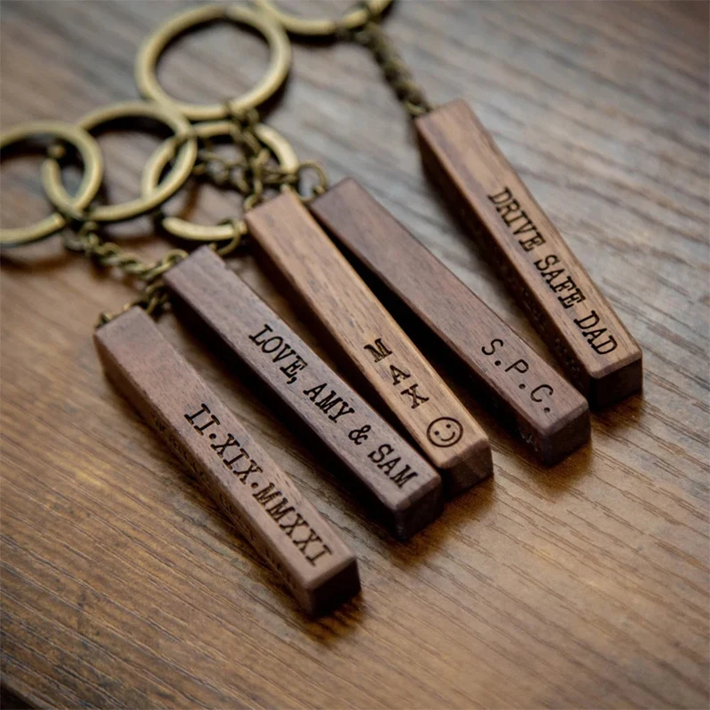 Wooden 4 sided Keychain with Code | Song, Playlist, Artist or Album