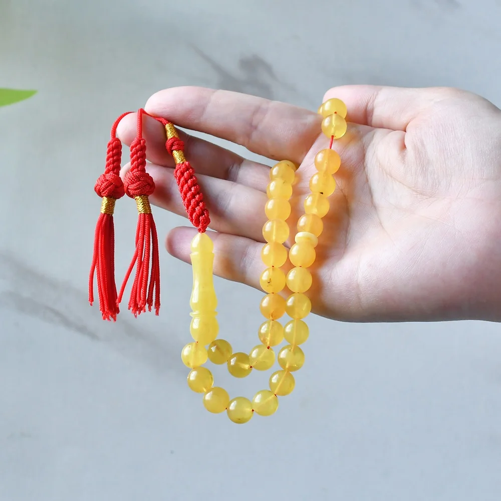 NAM18 Natural Amber Beads Turkish Amber Rosary Islamic Rosaries Prayer Beads Islamic Tasbih Tesbih Saudi Arabia Prayer Beads