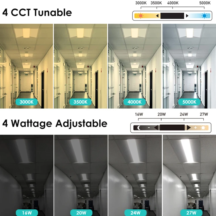 ETL Certified Commercial Troffer Lighting Fixture Cct Dimmable White Integrated Square Ceiling Recessed Led Troffer Light