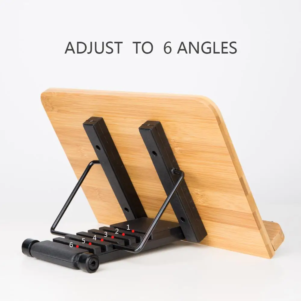 
Bamboo Book Stand Adjustable Portable Copyholder Foldable Reading Desk Cookbook Music Bookstand Holder with Vintage Antlers 
