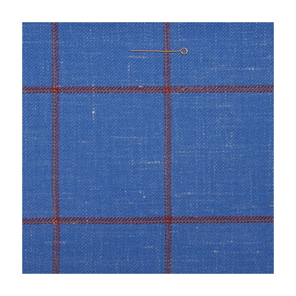 Elegance RTS 78W 14L 5S 3LY Plaid Worsted Merino Wool LINEN/WOOL Blend Italian Suiting Fabric For Men Suit