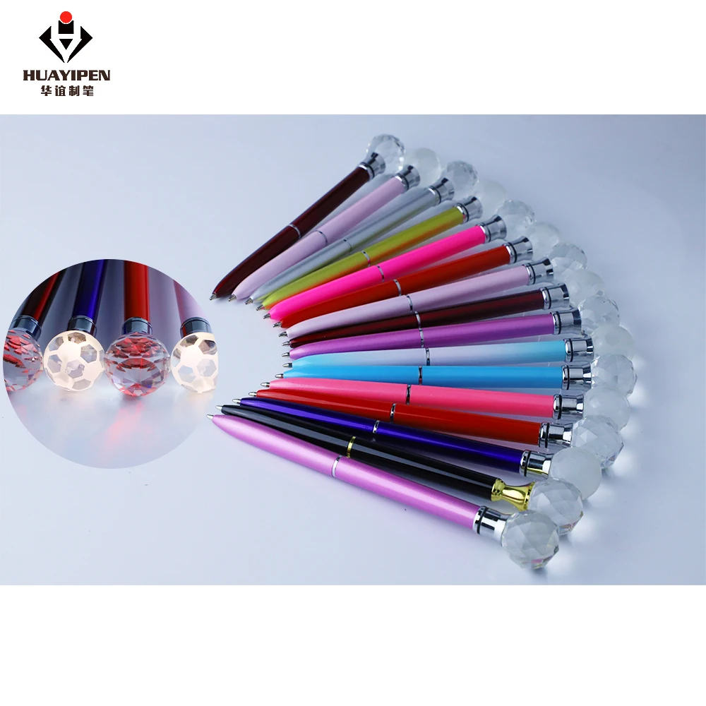 Fun Light Up Diamond Pen Led Ballpoint Writing Pens Colorful Light Led Diamond Metal Pens custom logo color