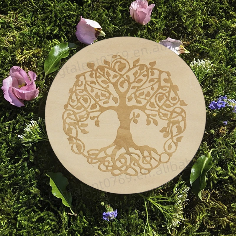 Tailai 8 inch Life of Tree Pendulum Board Wooden Dowsing Divination Metaphysical Message Boards for Beginner