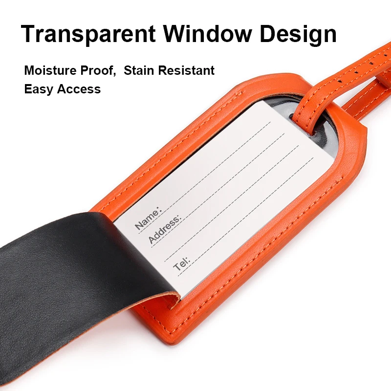 Low MOQ Wholesale Suitcase Plane Luggage Tag PU leather suitcase tag Travel Accessories with Name Address Tel Email Labels Men