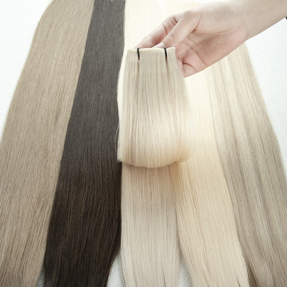 LeShine New Design Invisible Hair Weft Genius Cuticle Aligned Russian Virgin Human Hair Extensions Genius Weft