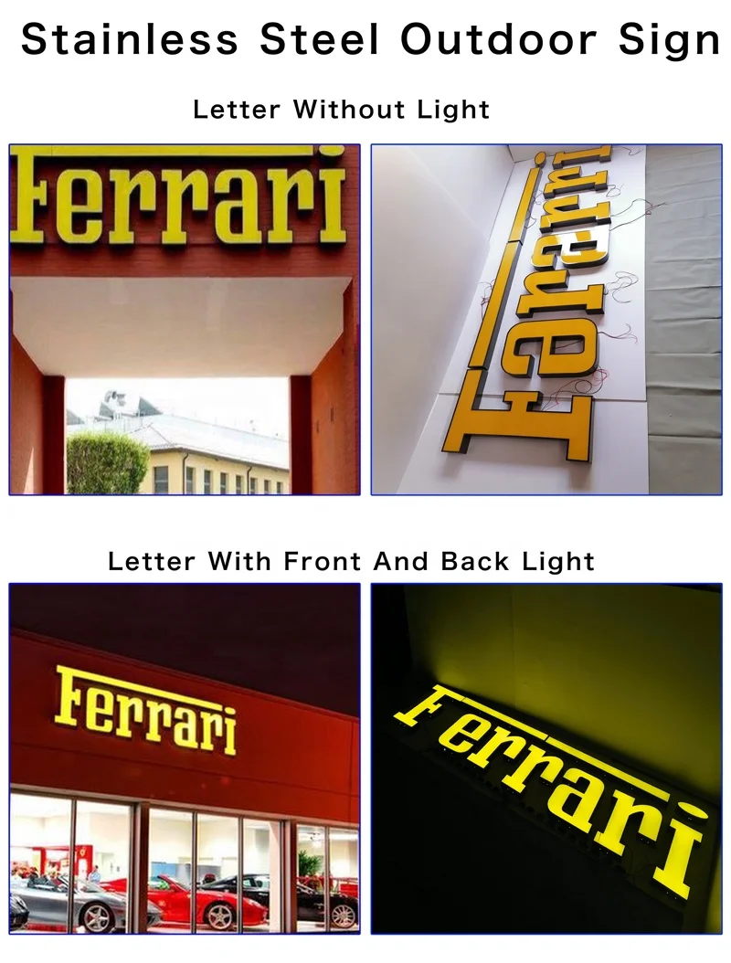 Manufacturer Custom Outdoor Light signage Store Front Sign different thickness Illuminated Channel Letters