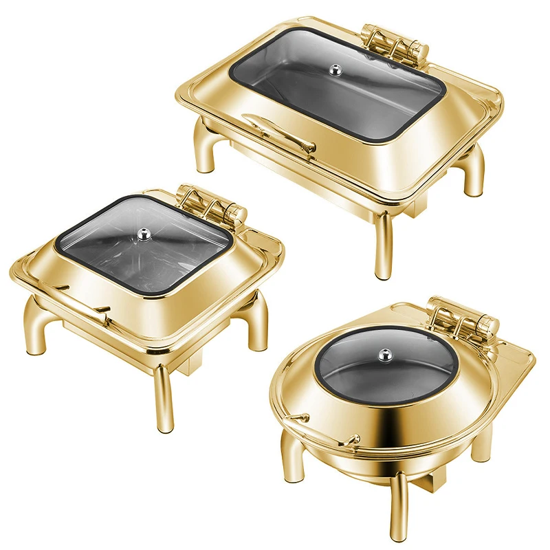 Direct Selling Gold Luxury 9L Chafing Disch Food Warmer Buffet Chafing Dish in Dubai Hotel Restaurant Equipment