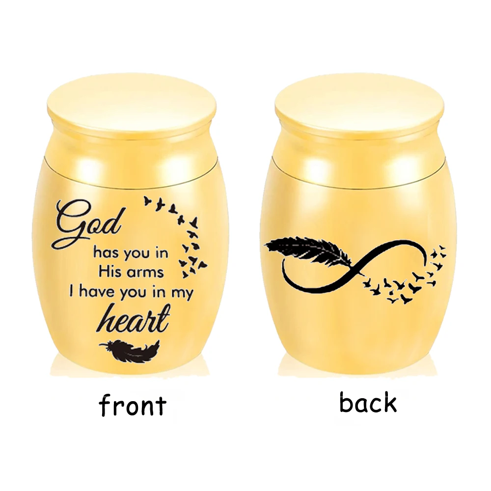 Mini Cremation Urn Double Sided Engraving Pattern Memorial Pet Human Ashes Stainless Steel Funeral Casket Cat Dog Keepsake Urns