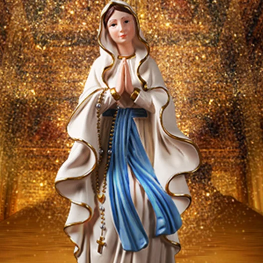 
European style art and crafts with catholic religious statues of virgin mary statue in resin and white 