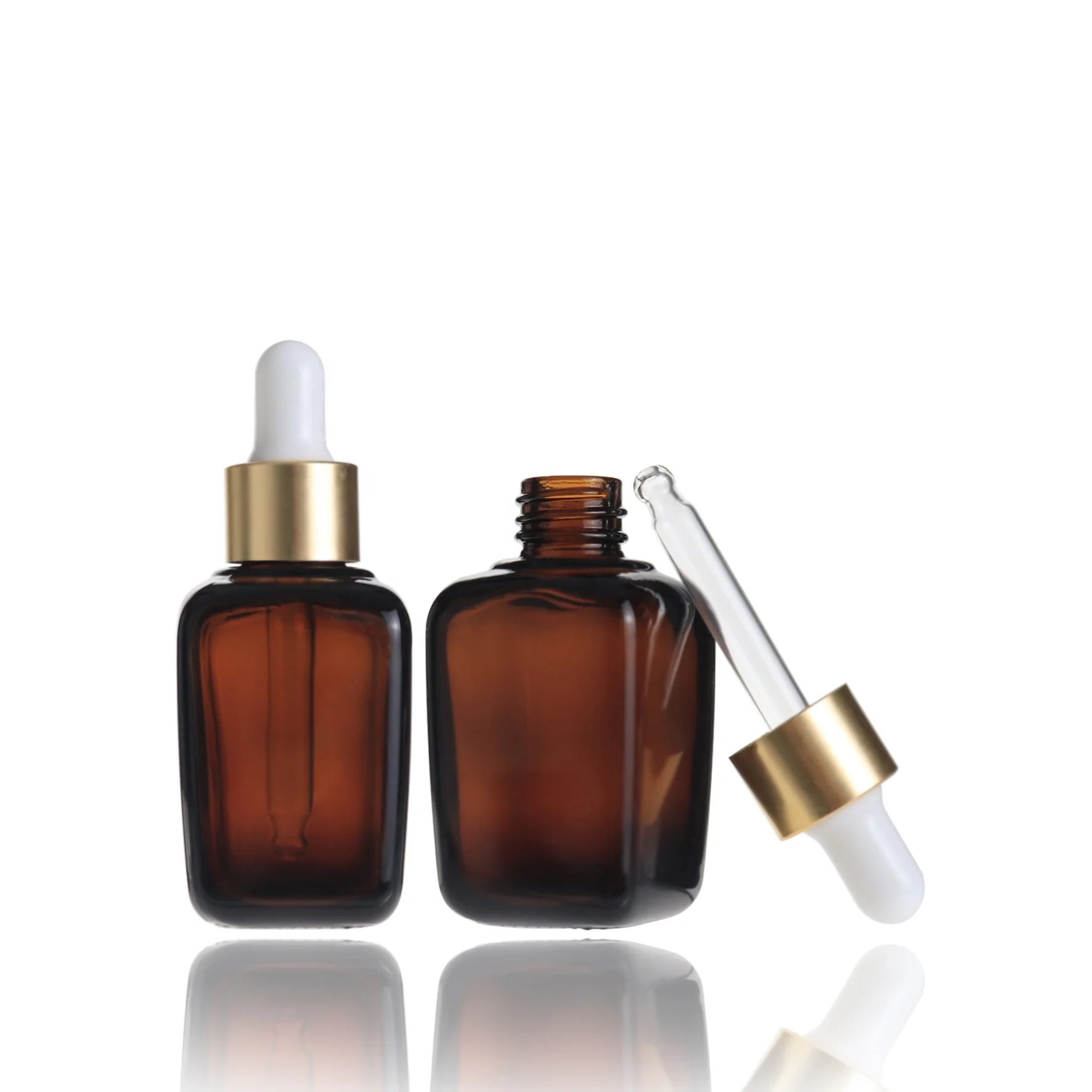 30ml brown square glass essential oil dropper amber bottle for cosmetic with dropper