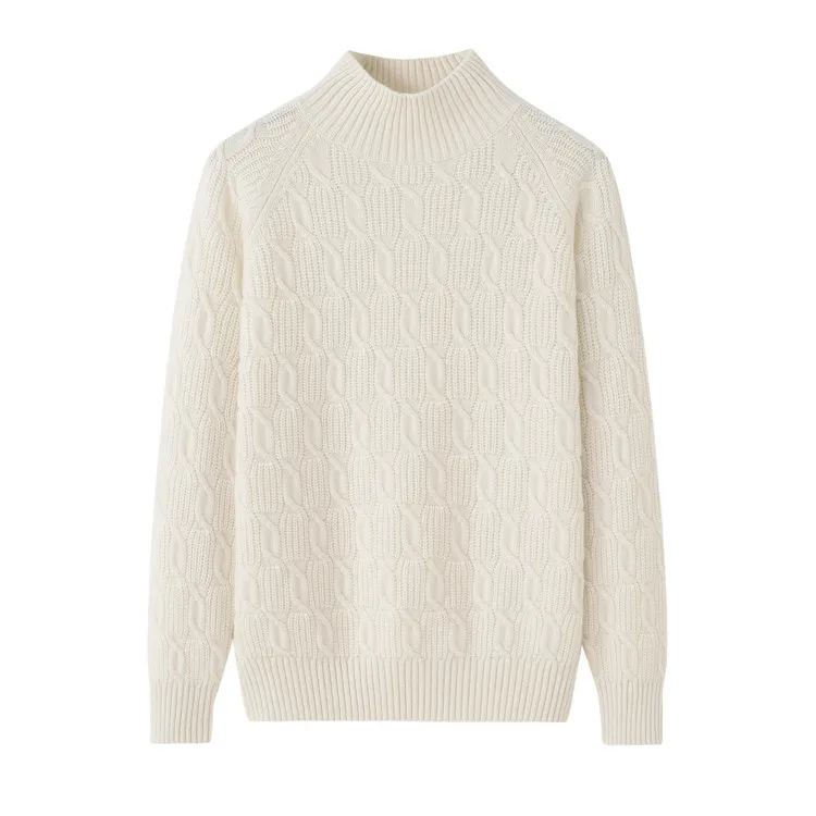 Fashion style solid thick cable sweater 100 % cashmere pullover knit sweater women