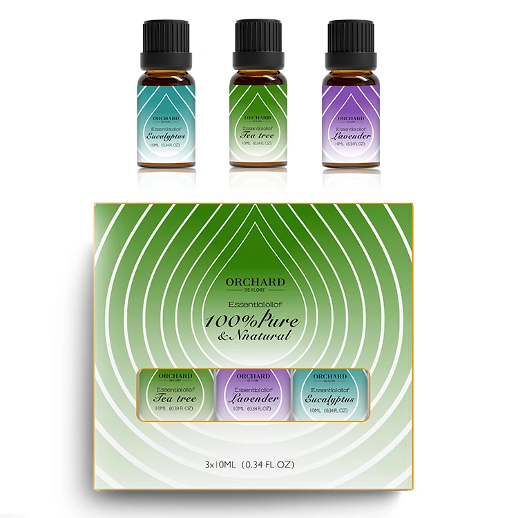 Inhalation diffuser holiday air refresher 10ml*3 lavender, tea tree, sweet orange essential oil set aromatherapy