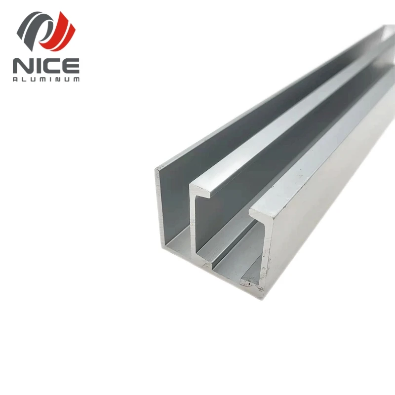 U-shaped v-groove Lift Sliding Door Track Wheel Extruded Aluminium Profiles Sliding Closet Door Bottom Track
