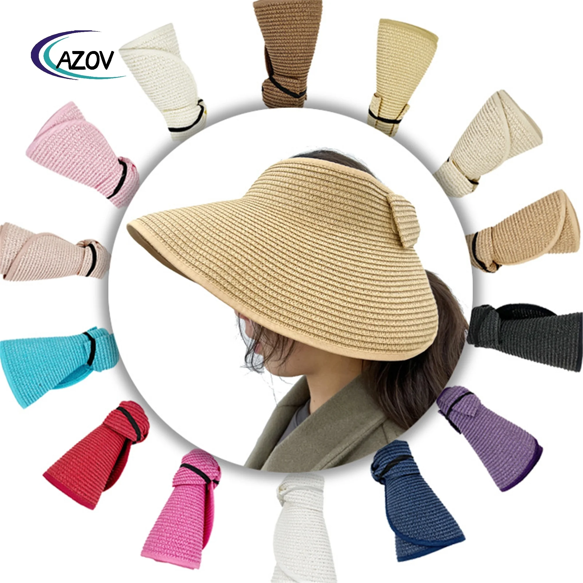 Оптовая продажа новинка модная женская складная шляпа с солнцезащитным козырьком регулируемый теневой пляжный козырек унисекс бумажная соломенная