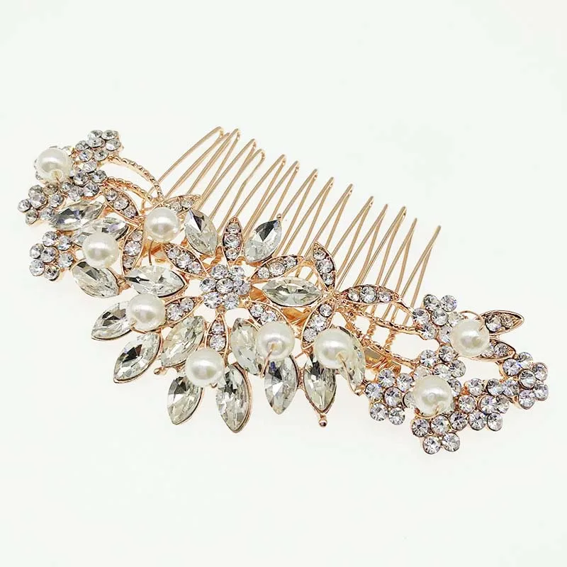 Hot wedding bridal hair accessories  Gold color and Rose Gold color Zinc alloy hair  comb