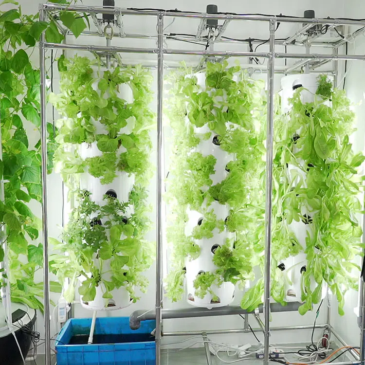 vertical farming rotating Hydroponic Garden tower rotating aeroponic tower system with growing lights