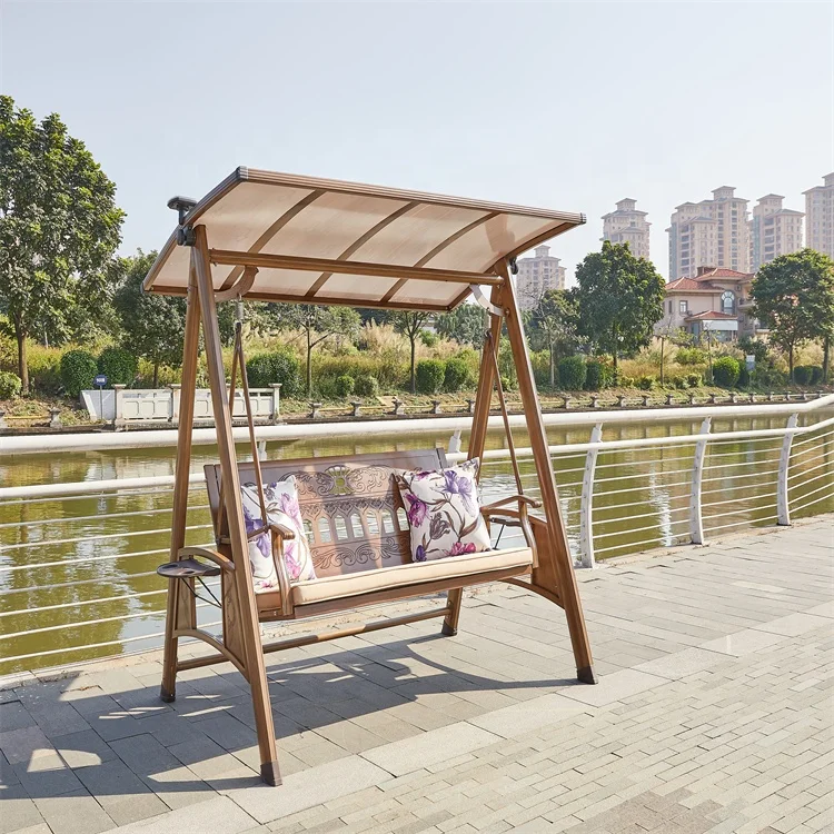 Aluminum Outdoor Garden Swing Chair with Awning Patio Lounge Furniture