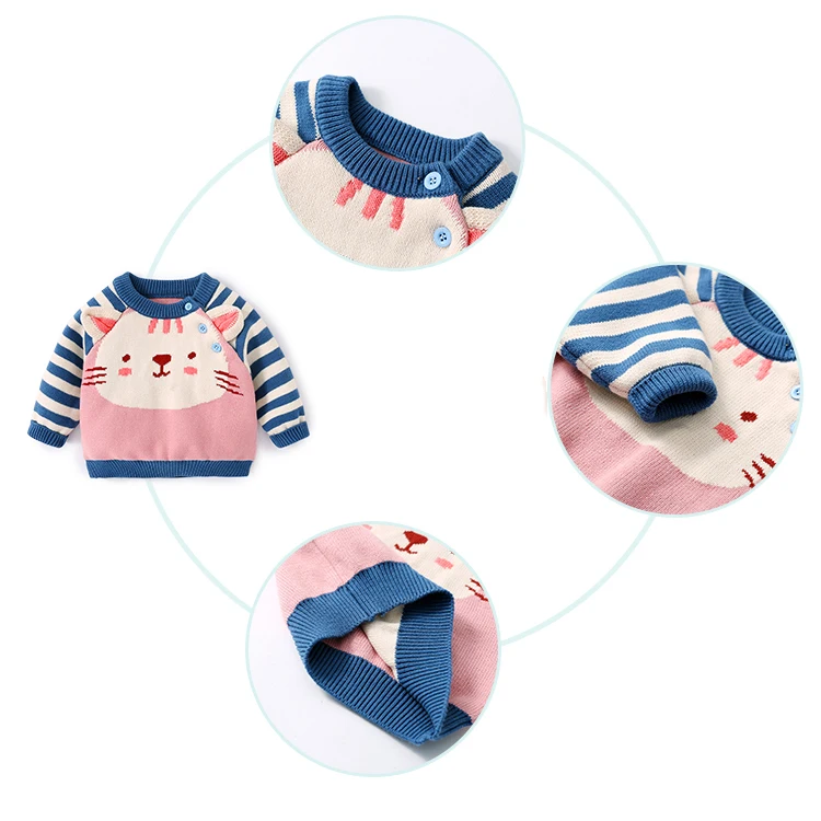cartoon jacquard thickening knit baby sweaters winter baby clothes kids pullovers
