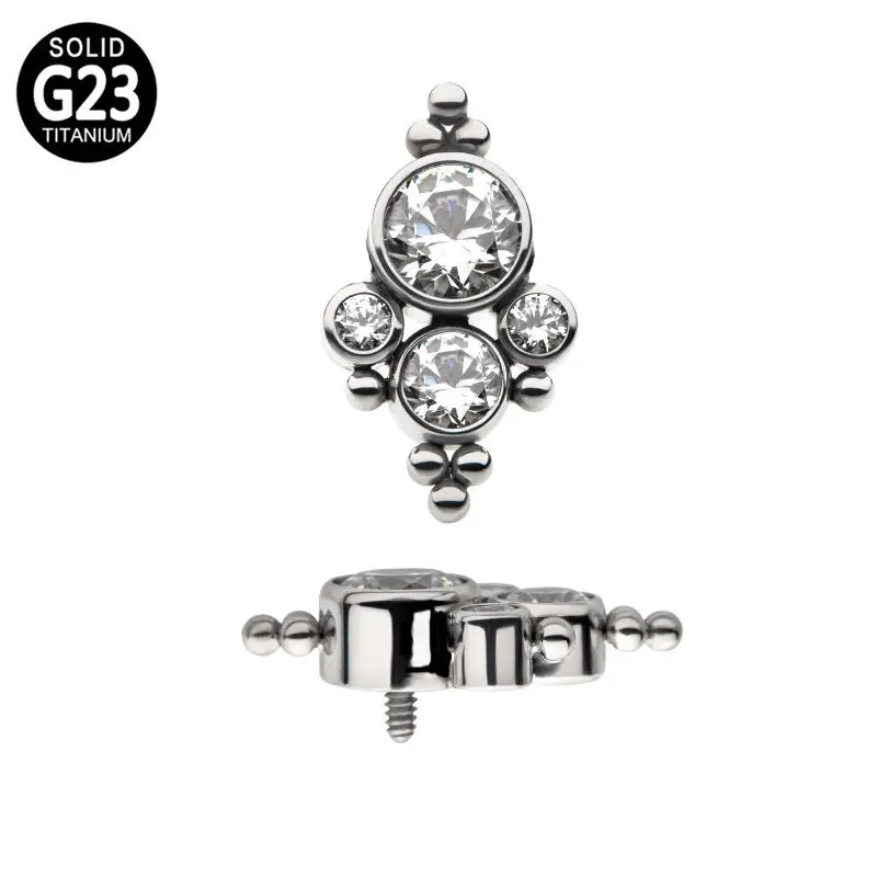 ASTM F136 Titanium CZ Opal Top Parts Navel Nailed Lip Nail Earrings Labret Nose Rings Body Piercing Jewelry Accessories