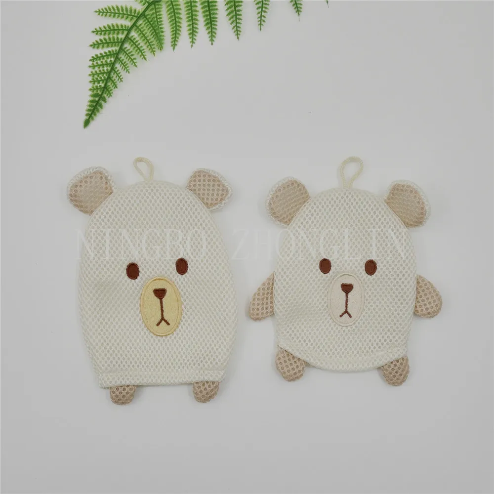 Kids bath mitt lovely rabbit Shower puff Sandwich Fabric bath mittens