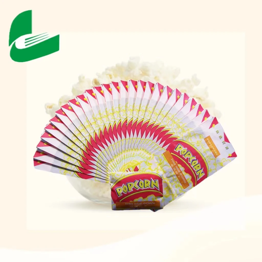 Branded Microwave Snack Grease Proof Craft Paper Emballage Pop corn Bags