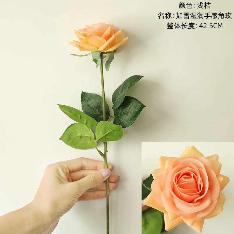 Manufacturer Price Real Touch Single Crescent Rose Artificial Rose Flower