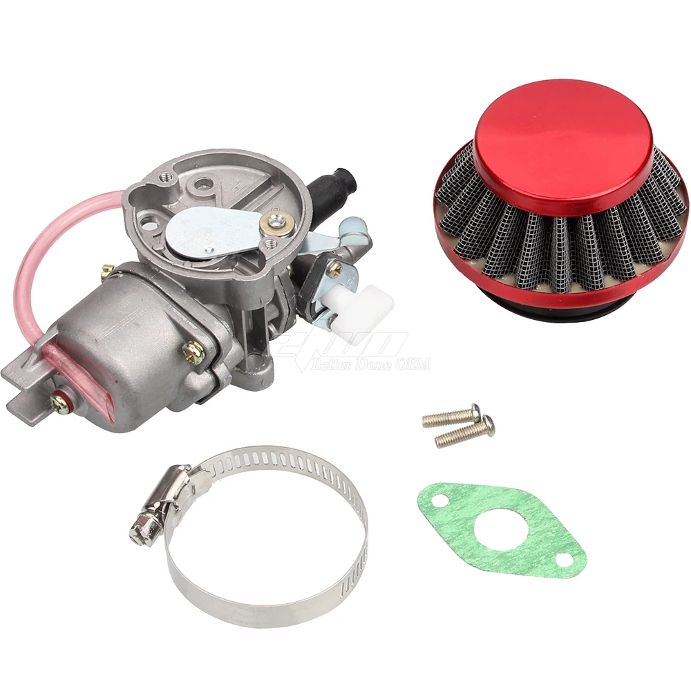 Minimoto Red Air Filter + Carburetor Carb + Stack For 2 Stroke 47cc 49cc Engine Parts Mini Moto Kids ATV Quad 4 Wheeler Go Kart