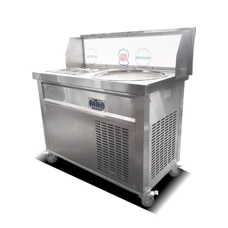 Approved NEW Double Round Pan 6 Buckets Fried Ice Cream Roll Machine / Flat Pan Thailand Fried Ice Cream Machine