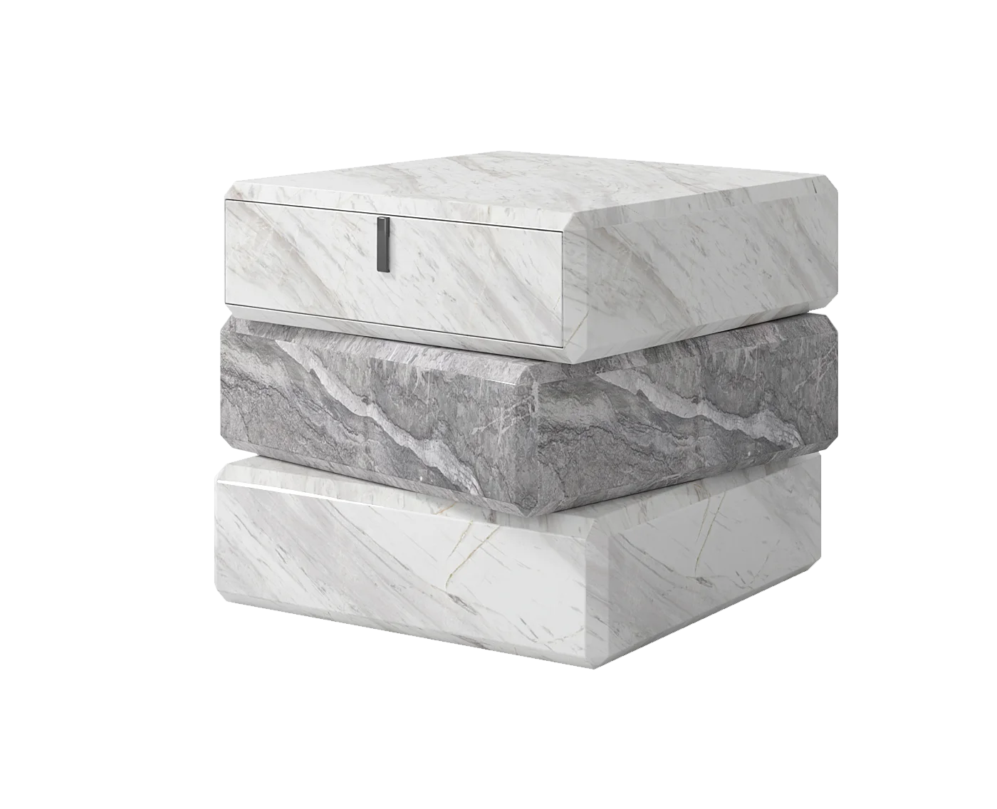 Arabescato Corchia Natural Marble Three Layers Stacking Art Design Furniture square Side Table