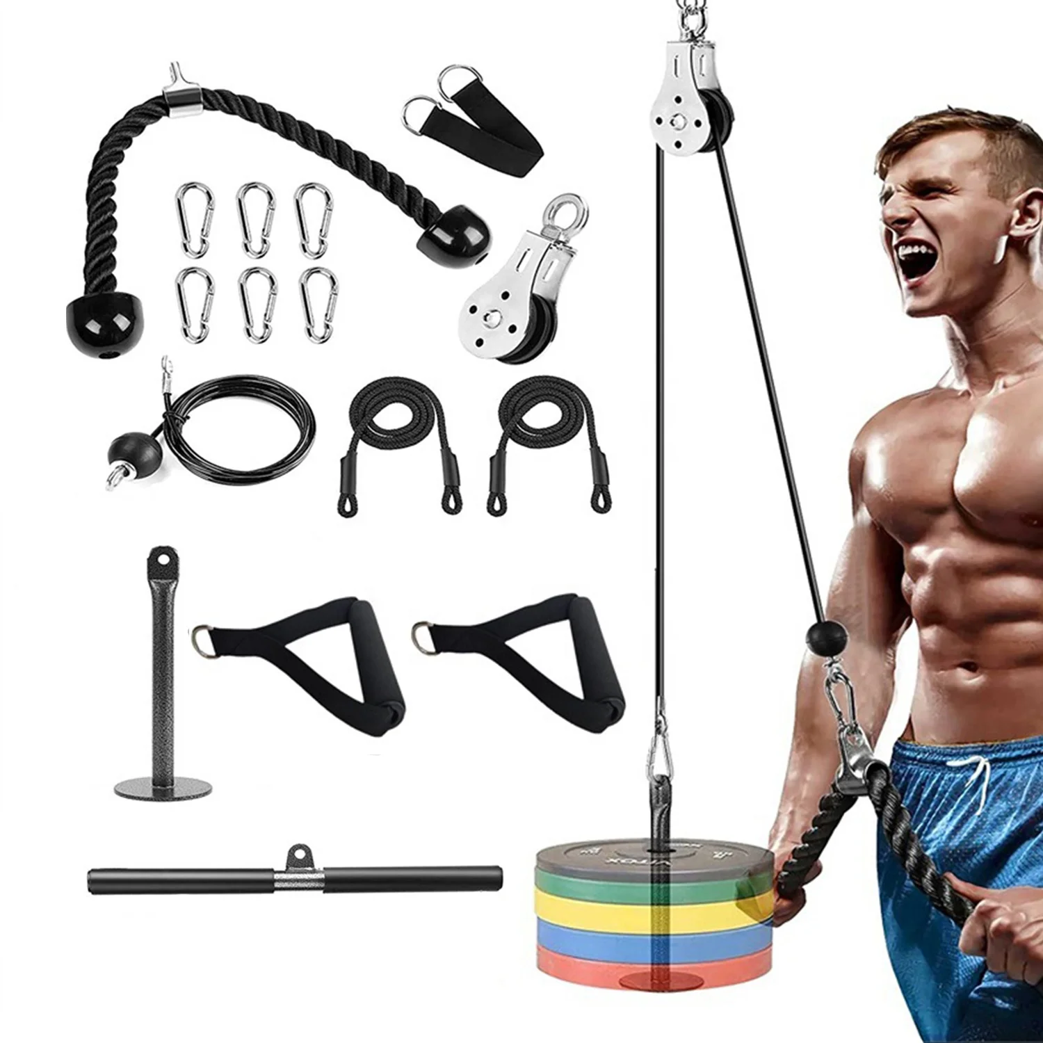 Pulley system Pull-down rod cable pulley Accessories Home Lifting pulley system Deltoid biceps forearm trainer