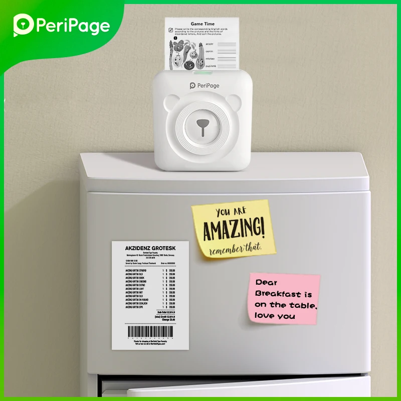 PeriPage 203 точек/дюйм белый ярлык чековый фото беспроводной мини портативный термопринтер