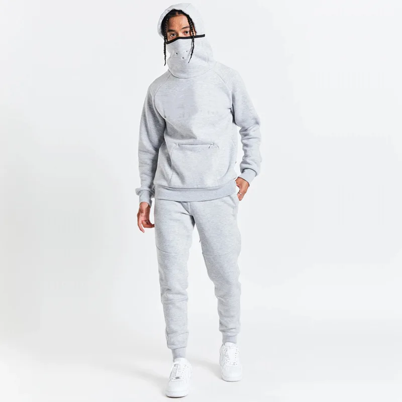 Full Zip Up Face Hood Washed Men Heavy Essential Comfy Custom Embroidery Casual sportswear Organic Cotton Ninja Masked Hoodies