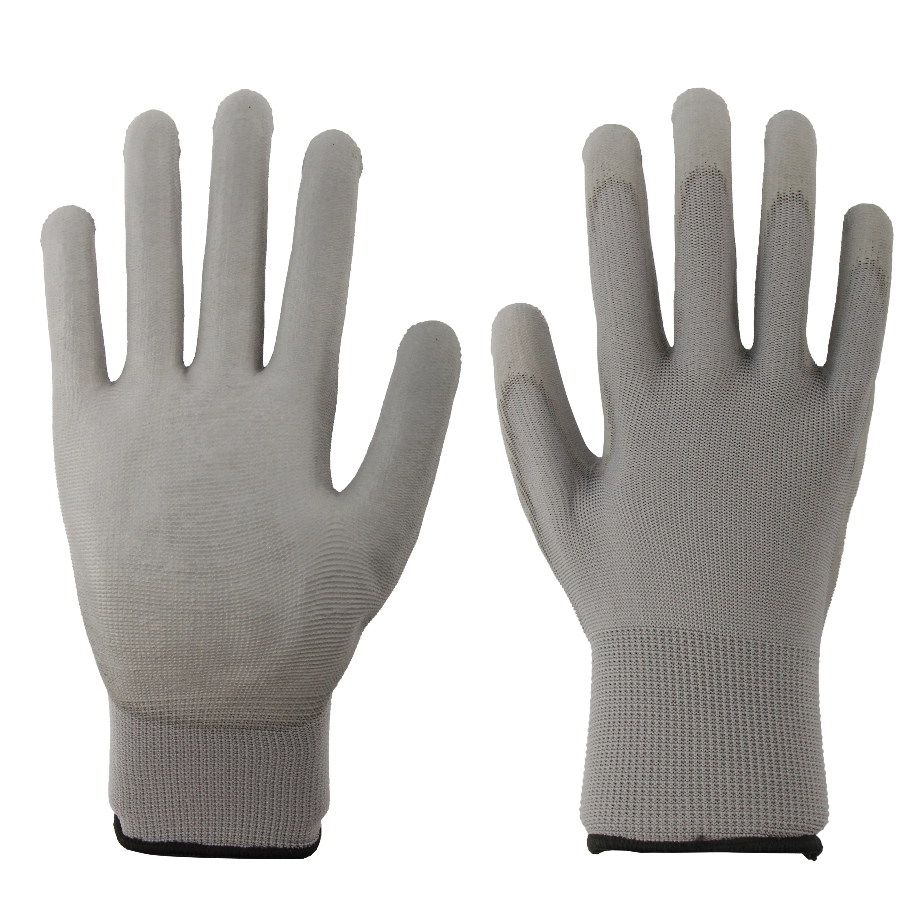Factory PU Gloves color Polyester Liner Palm Dipped Pu Palm Coated Protective Gloves