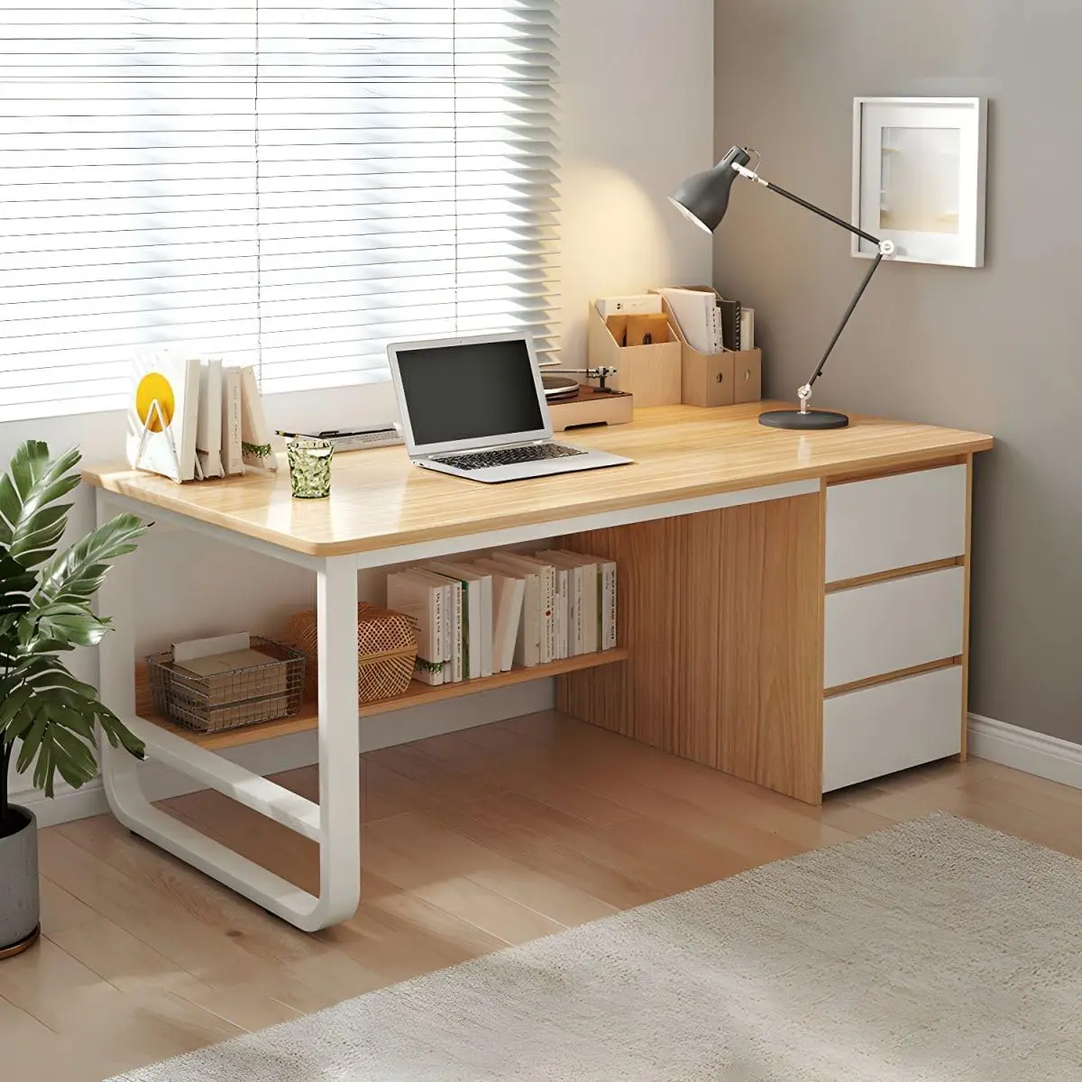 Modern wooden home office table office furniture computer desk executive table metal steel office desk