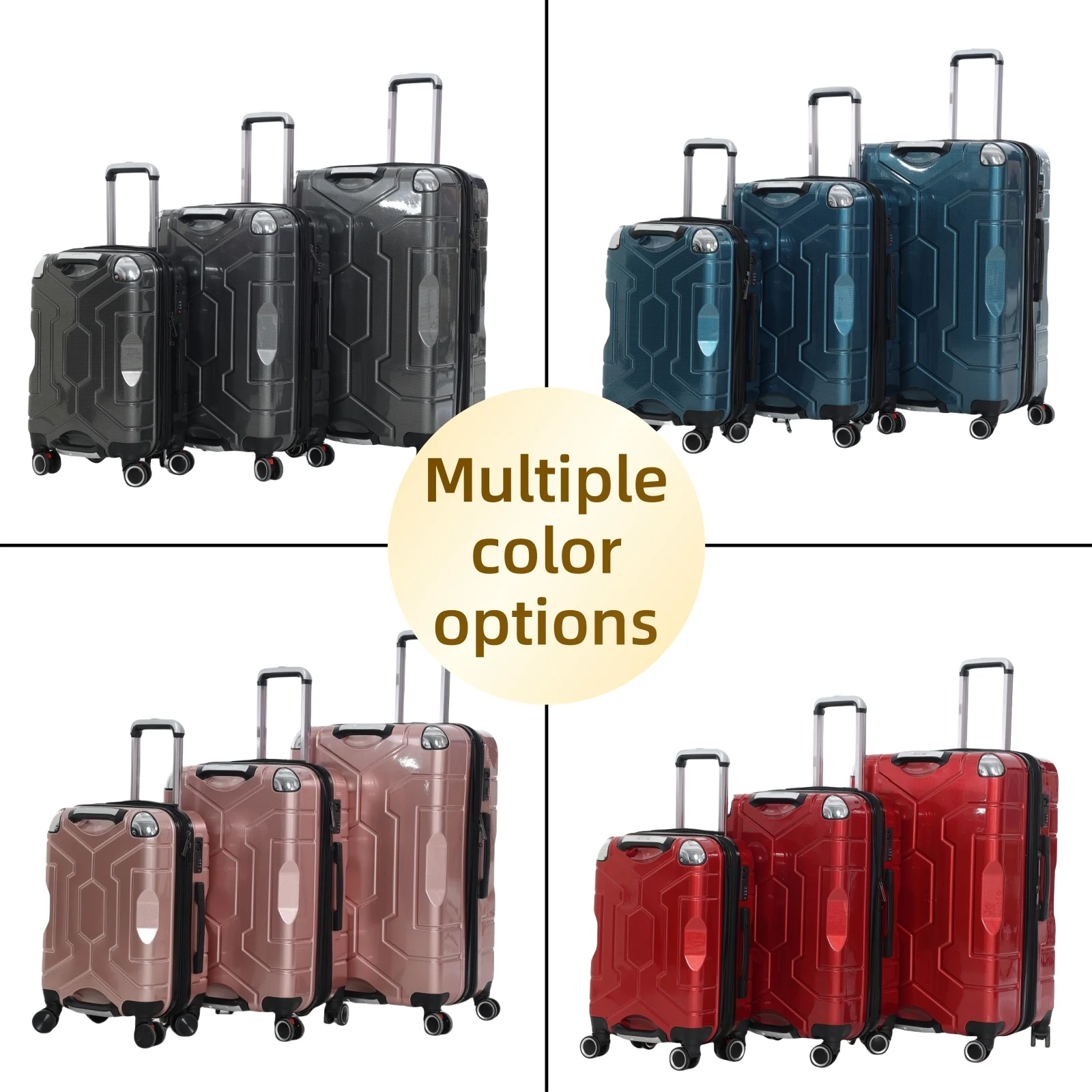 Luggage Factory Lightweight 3-Piece Travel Set with Detachable Wheels and Double Handles