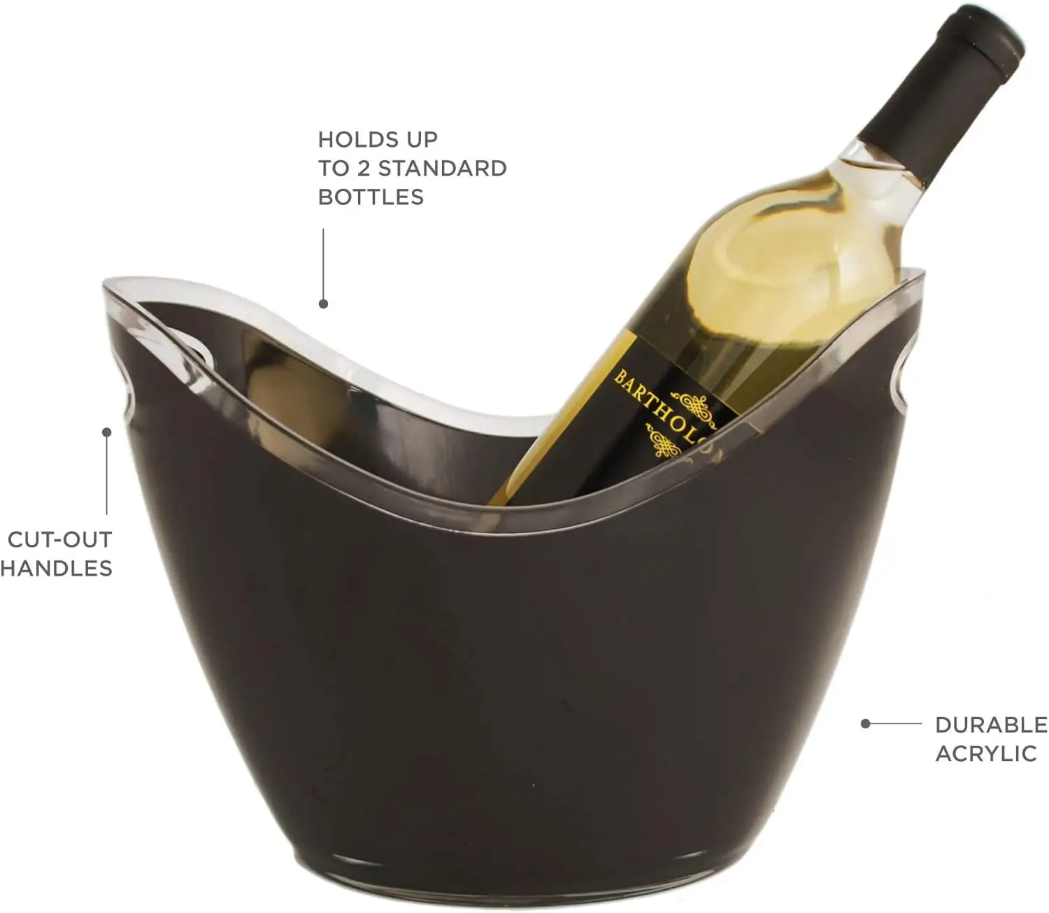 Home Kitchen 2 Bottles 4L Capacity Black Plastic Champagne & Wine Chiller Ice Bucket With Customized Logo