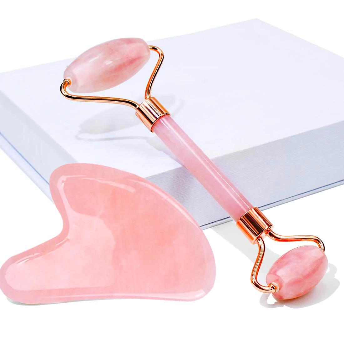 Beauty natural stone jade roller gua sha set with box include for facial face jade guasha massage tool